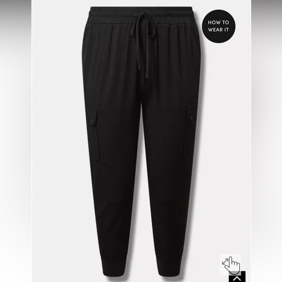 Torrid Relaxed Fit Jogger Stretch Challis Mid-Rise Cargo Pocket Pant size 1X - Picture 1 of 10